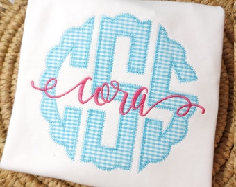 Applique Monogram Girl Shirt: Birthday Gift