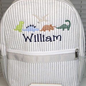 Personalisierter Dinosaurier Rucksack: Seersucker Junge Windeltasche