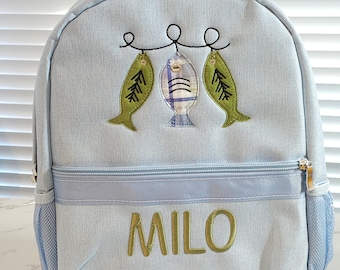 Mochila Monogram Seersucker: Bolso cambiador personalizado para niños pequeños