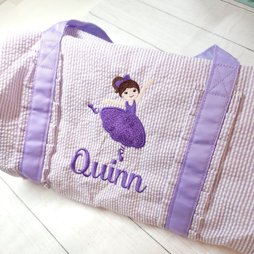 Seersucker Duffel Bag, Personalized Girl Duffel Bag, Girl Overnight Bag ...