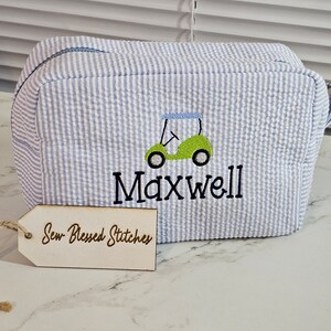 Monogrammed Seersucker Everything Bag, Personalized Gift