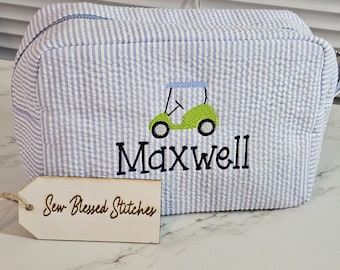 Monogrammed Seersucker Everything Bag, Personalized Gift