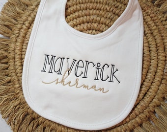 Personalized Baby Bib, Embroidered Name, Baby Shower Gift
