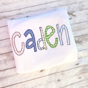 Applique name shirt,  boy shirt with applique name , personalized boy shirt
