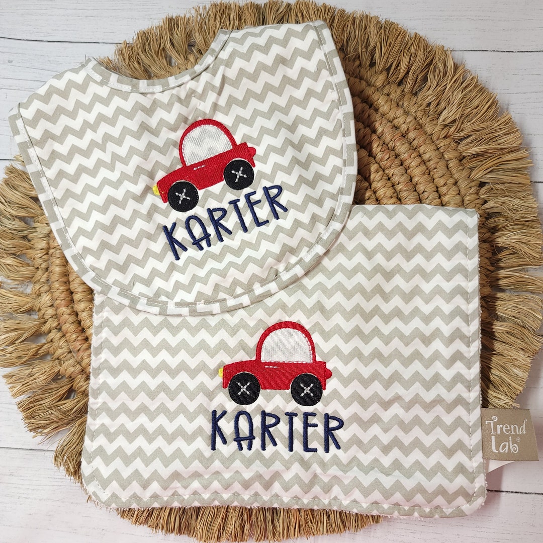 Boy Baby Bib, Boy Burp Cloth, Personalized, Car Burp Cloth, Baby Shower