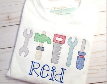Personalized Boy Shirt: Embroidered Tool Design