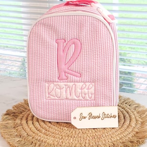 Seersucker lunch box, personalized seersucker lunch box, girl lunch box