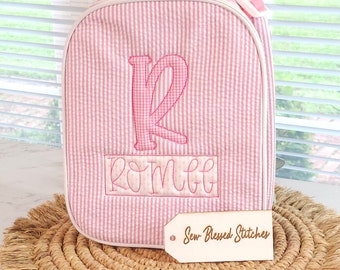 Gepersonaliseerde seersucker-lunchbox: geïsoleerde lunchtas voor meisjes