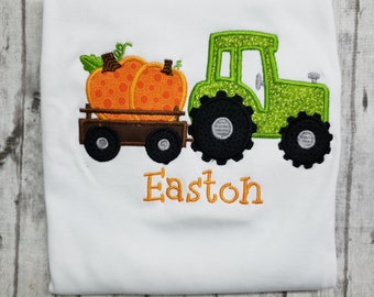 Personalized Fall Tractor Applique Shirt