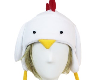 Mignon poulet coq poule oiseau aviateur hiver polaire adulte chapeau