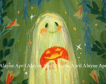 Buoyancy on the Bog - Very Cute - Ghost painting - Print-  April Alayne