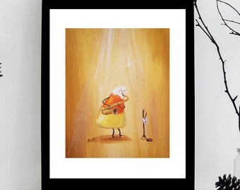 Saxy Corn- Candy corn playing saxophone - Print-  April Alayne
