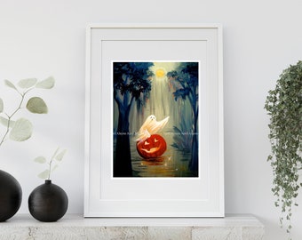 Buoyancy on the Bog - Mississippi Pumpkin Ride - Ghost painting - Print-  April Alayne