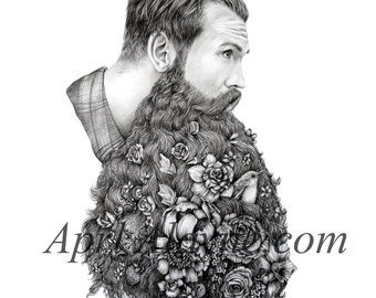 Flower Beard- This beard is for you - Illustration- April Alayne