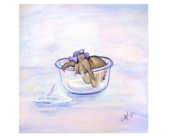 Sugar in my Bowl- watercolor- Plumpettes- print- Art - April Alayne