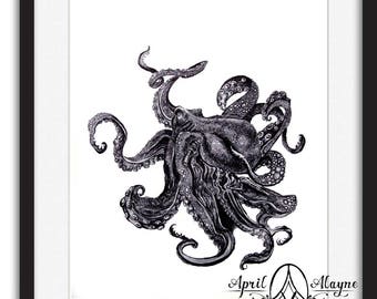 Sea Monsta print by April Alayne -octopus- squid