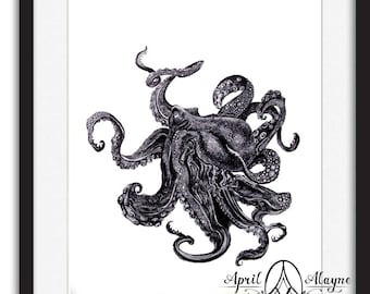 Sea Monsta print by April Alayne -octopus- squid