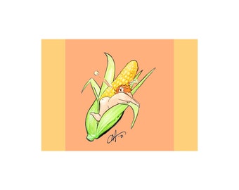 You're A-maize-ing"- Corn- watercolor- Plumpettes- print- Art - April Alayne