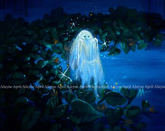 Buoyancy on the Bog - Growing - Ghost painting - Print-  April Alayne
