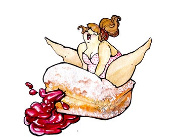 Donuts- 9- Jelly- art- Plumpettes-  print- Art - April Alayne