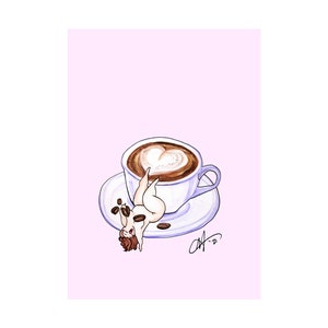 I like you a latte- watercolor- Plumpettes- print- Art - April Alayne