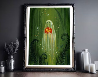 Buoyancy on the Bog - Between the Ferns- Ghost painting - Print-  April Alayne