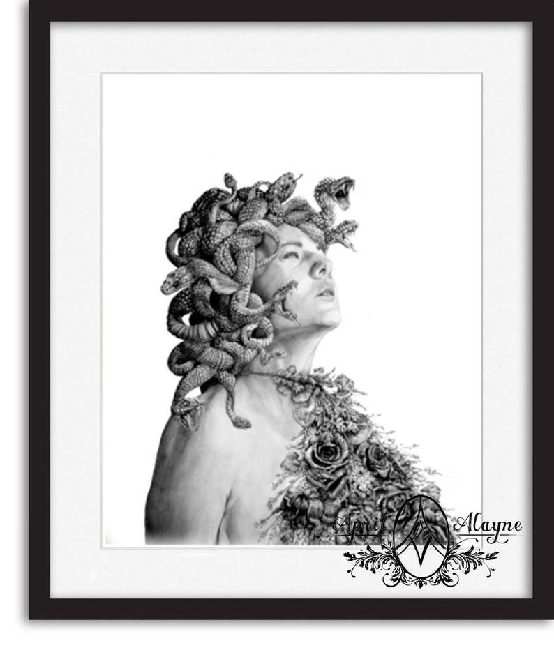 Medusa Illustration Black and White 8 X10 Signed Print - Etsy