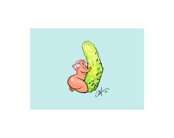 Tickle my pickle- watercolor- Plumpettes- curvy- print- Art - April Alayne