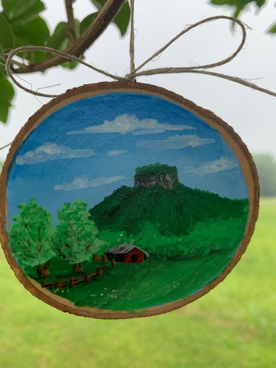 PILOT MOUNTAIN Farm Hand Painted Acrylic on Live Edge Wood Etsy