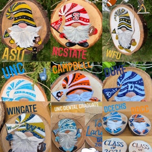 CUSTOM, Hand Painted Wood Slice Ornament, College, School, University, Alumni, Alma Mater