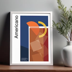 Arte mural de cóctel americano, póster de cóctel, impresión decorativa para carrito de bar, impresión de alcohol, arte mural de cóctel minimalista, arte mural de bar para el hogar