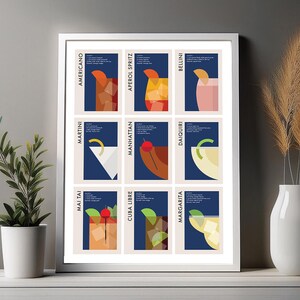 Cocktails Wandkunst (SET A), Cocktail Poster, Bar Warenkorb Dekor Druck, Alkohol Druck, Minimalistische Cocktail Wandkunst, Hausbar Wandkunst