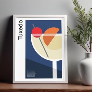 Tuxedo Cocktail Wall Art, Cocktail Poster, Bar Cart Decor Print, Alcohol Print, Minimalist Cocktail Wall Art, Home Bar Wall Art