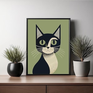Katzen Illustration Druck, Schwarz Weiß Druck, Katze Poster, Katze Illustration Druck, Tier Kunst, Süße Katze Poster, Geschenk für Katzenliebhaber