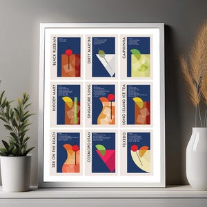 Cocktails Wall Art (SET B), Cocktail Poster, Bar Cart Decor Print, Alcohol Print, Minimalist Cocktail Wall Art, Home Bar Wall Art