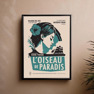 Stampa del film L'Oiseau de Paradis, arte della parete del 1932, poster del film in stile vintage, arte della parete del film alternativo, poster del film del 1932