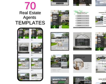 Real estate agents property social media Canva template pack