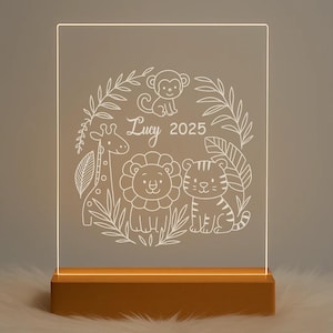 Custom Night Light with Base，Family Tree Night Light, Animals Night Lamp, Birth Gift for Baby, Baby Night Light, Baby Bedside Lamp