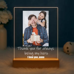 Personalized Photo Night Light - Gifts for Dad, Custom Photo Night Light For Dad - Personalized Father’s Day Gift, Birthday Gift