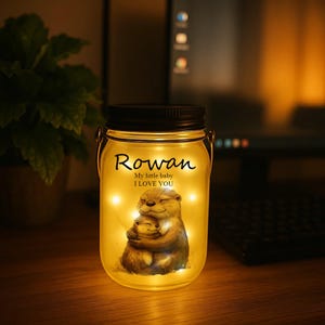 Personalized Baby Night Light – Custom Glowing Mason Jar with Name | Solar Gift for First Birthday, Nursery Decor, Kids Room Keepsake