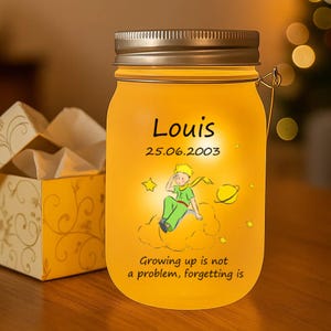 Personalized Little Prince Mason Jar Night Light-Custom Name Quote,Birthday Gift for Kids,2025 Trending Gift for Book Lovers Dreamers