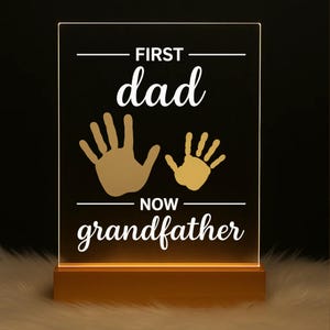 Personalized Night Light For Dad Or Grandpa, Custom Handprint Acrylic Lamp, Father’s Day Gift, Birthday Or Holiday Gift, Memory Keepsake