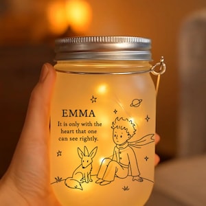 Original Design Mason Jar Light-Personalized Frosted Glass Night Lamp with Quote,Touch Sensor Gift for Book Lovers,Kids,Nursery Decor