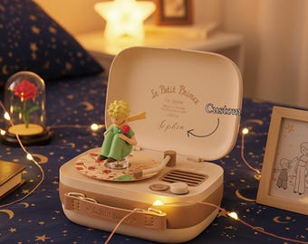 Altavoz Bluetooth personalizado del Principito: caja de música con nombre personalizado para decoración de habitación infantil, regalo para guardería, recuerdo de cumpleaños y regalo navideño.