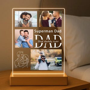 Personalized Father’s Day Night Light – Custom Photo Lamp for Dad, New Dad Gift, Unique Keepsake, Best Daddy Ever, Handmade LED Lamp for Him