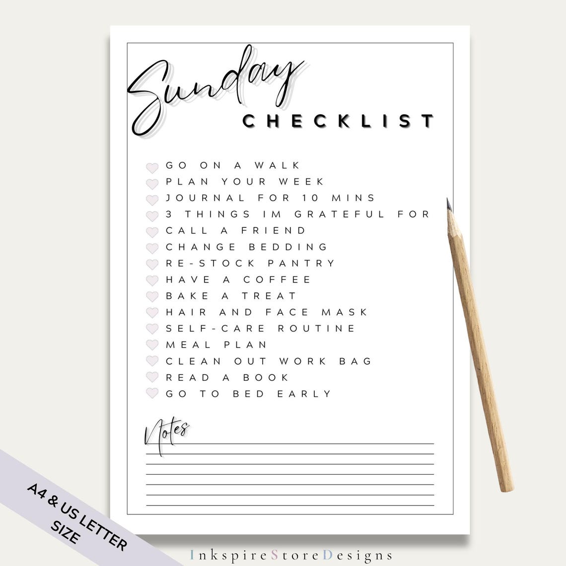 Printable to Do List - Sunday Checklist - Etsy
