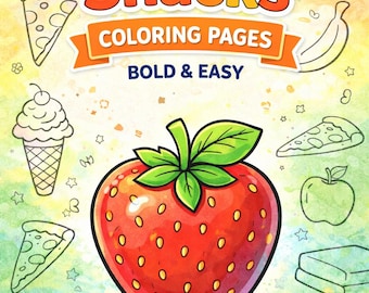 Food and Snacks Coloring Pages for Kids | Bold & Easy Printable PDF | Fun Food Coloring Book Ages 3–7