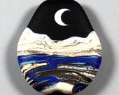 Tumbled Landscape - Handmade Lampwork Glass Bead MOON Focal Pendant Matte Finish SRA - USA