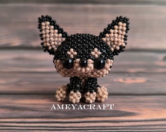 Handmade beaded chihuahua figurine