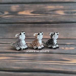 Conjunto de estatuetas de husky com miçangas feitas à mão